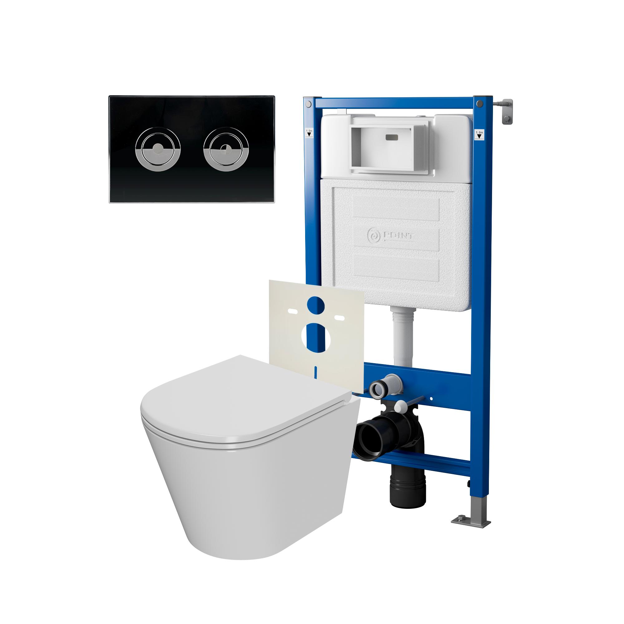 Сет: Инсталляция пневм Point Элемент П PN45121 + Клавиша Венера черн/хром PN44072BC +Унитаз Виктория
