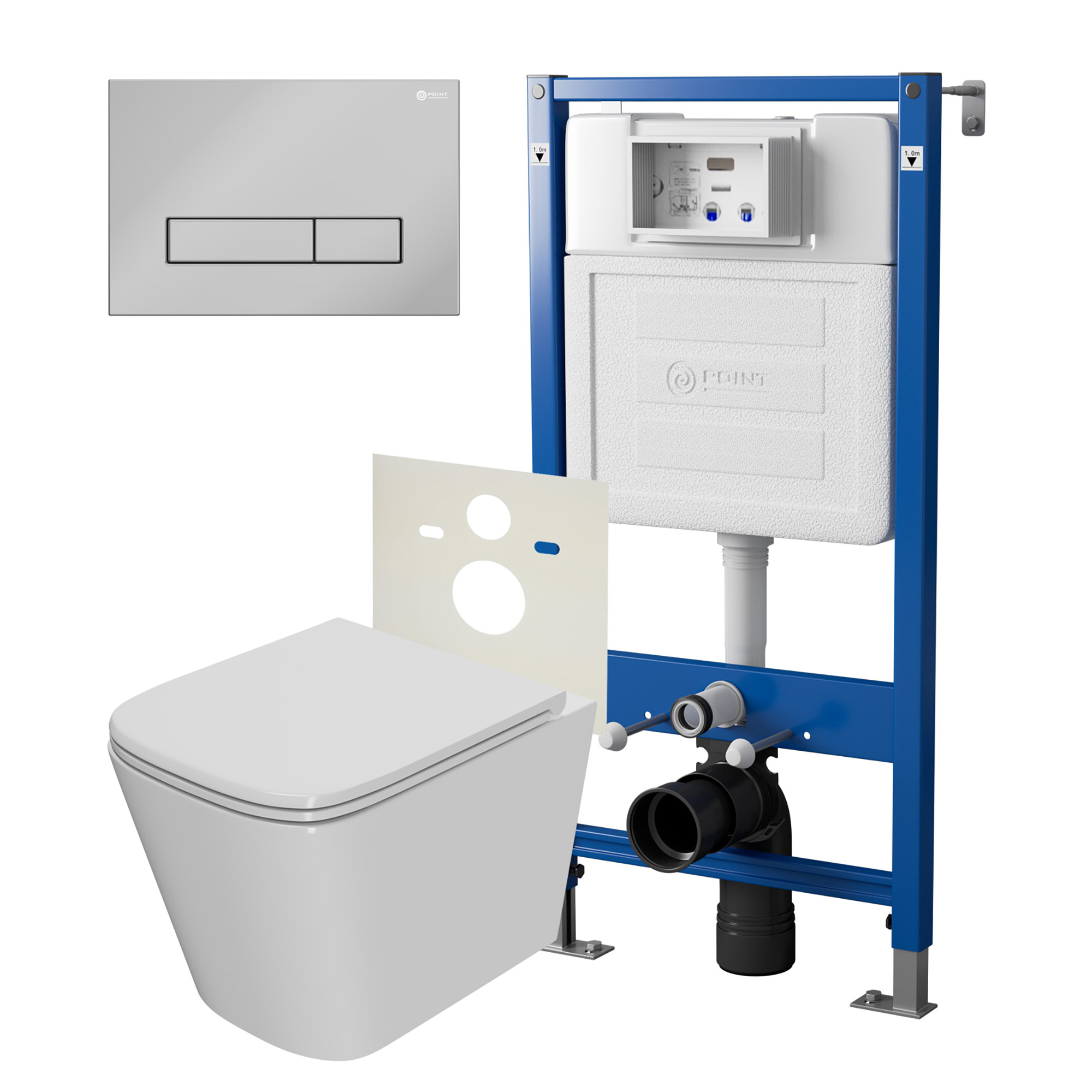 Нов.арт PN48410C (45122 вместо 45120)+ Клавиша Меркурий, хром, PN44831C + Унитаз Ника PN41081