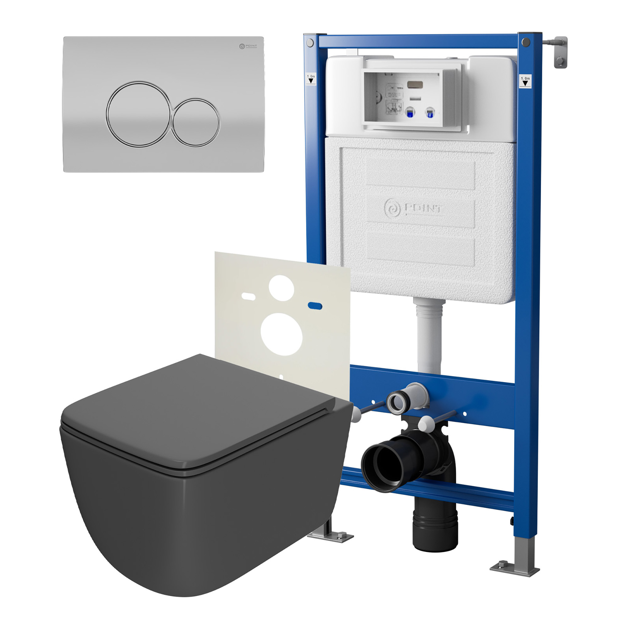 Нов.арт PN48379SC (45122 вместо 45120)+ Клавиша мат хром/хром PN44061SC + Унитаз Меркурий графит