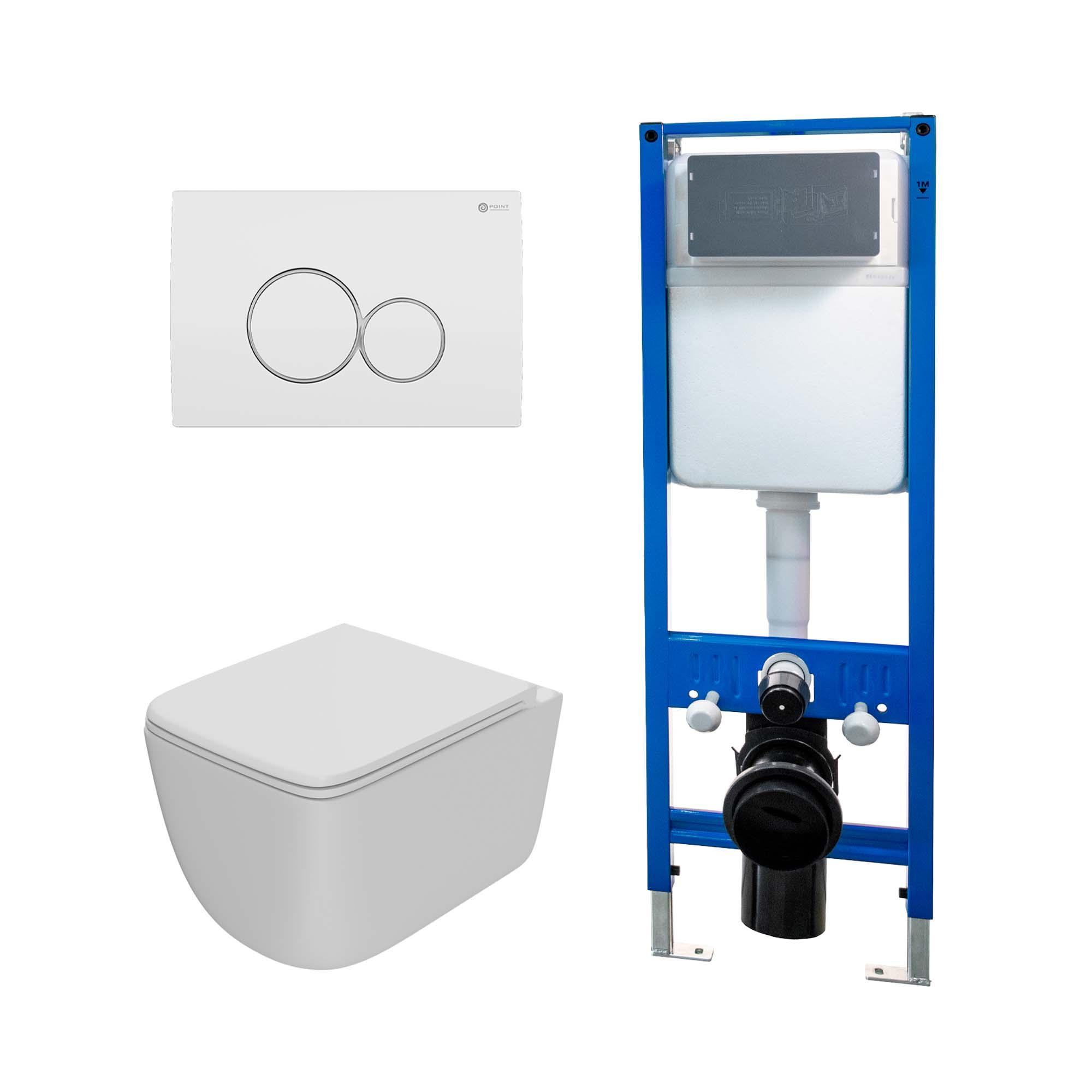 Сет: Инсталляция Point Элемент PN45124 +Клавиша Виктория бел/хр PN44061WC +Унитаз Меркурий PN41831WM