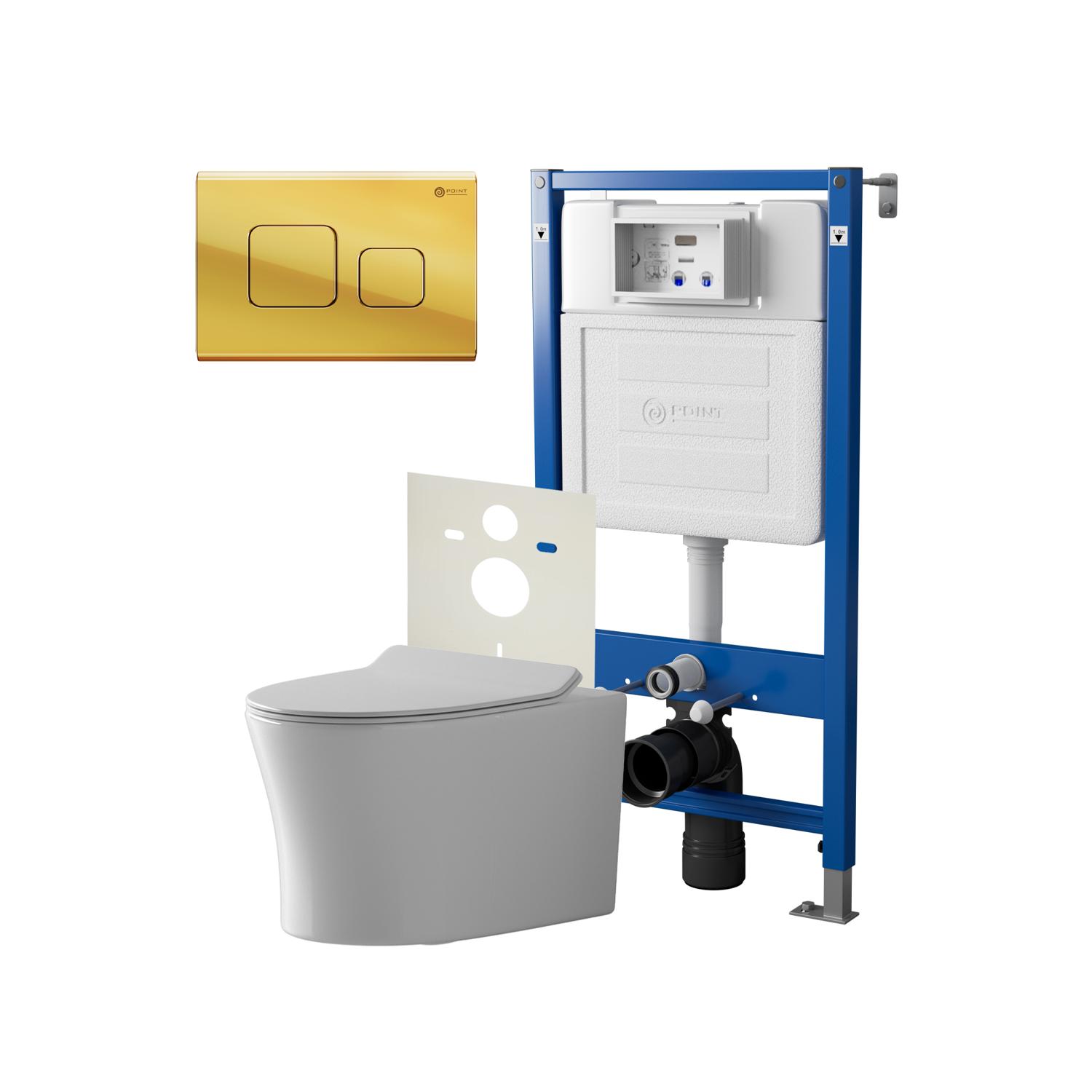 Нов.арт PN48461G (45122 вместо 45120)+ Клавиша смыва Афина золото PN44041G + Унитаз Вега PN41711