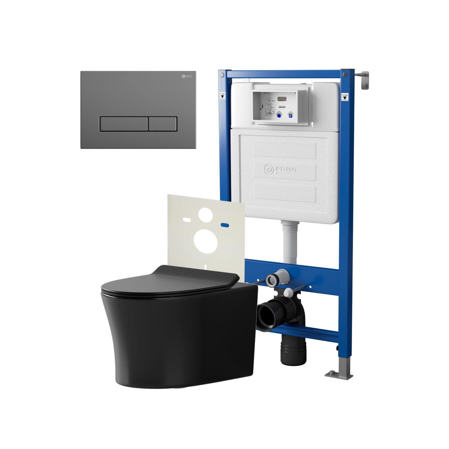 Нов.арт PN48472GM (45122 вместо 45120)+ Клавиша Меркурий графит PN44831GM + Унитаз Вега чёрн мат