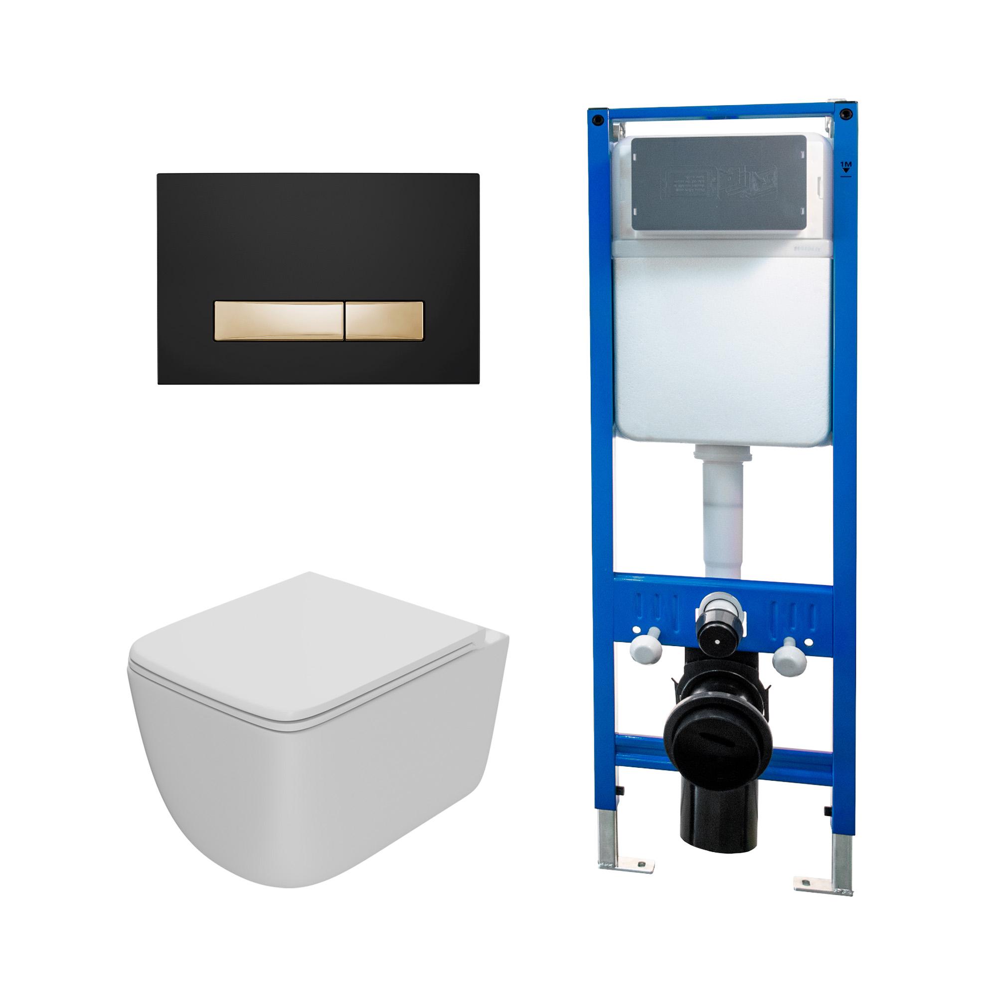 Сет: Инсталляция Point Элемент PN45124+Клавиша Меркурий PN44831BG черн/зол+Унитаз Меркурий PN41831WM