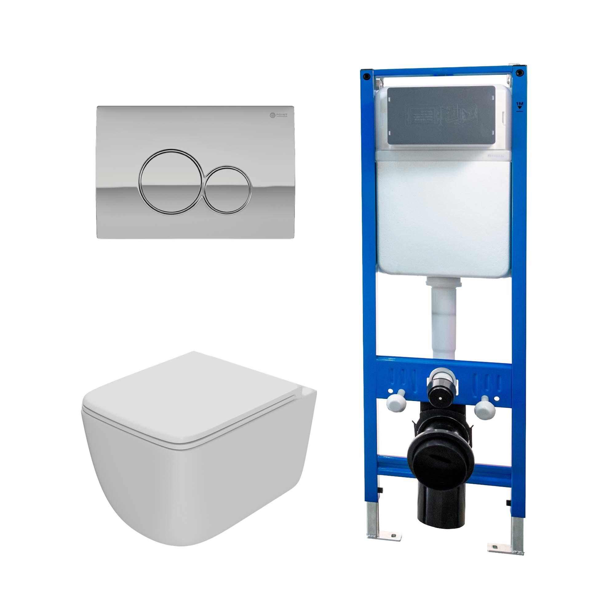 Сет: Инсталляция Point Элемент PN45124 + Клавиша Виктория хром PN44061C + Унитаз Меркурий PN41831WM