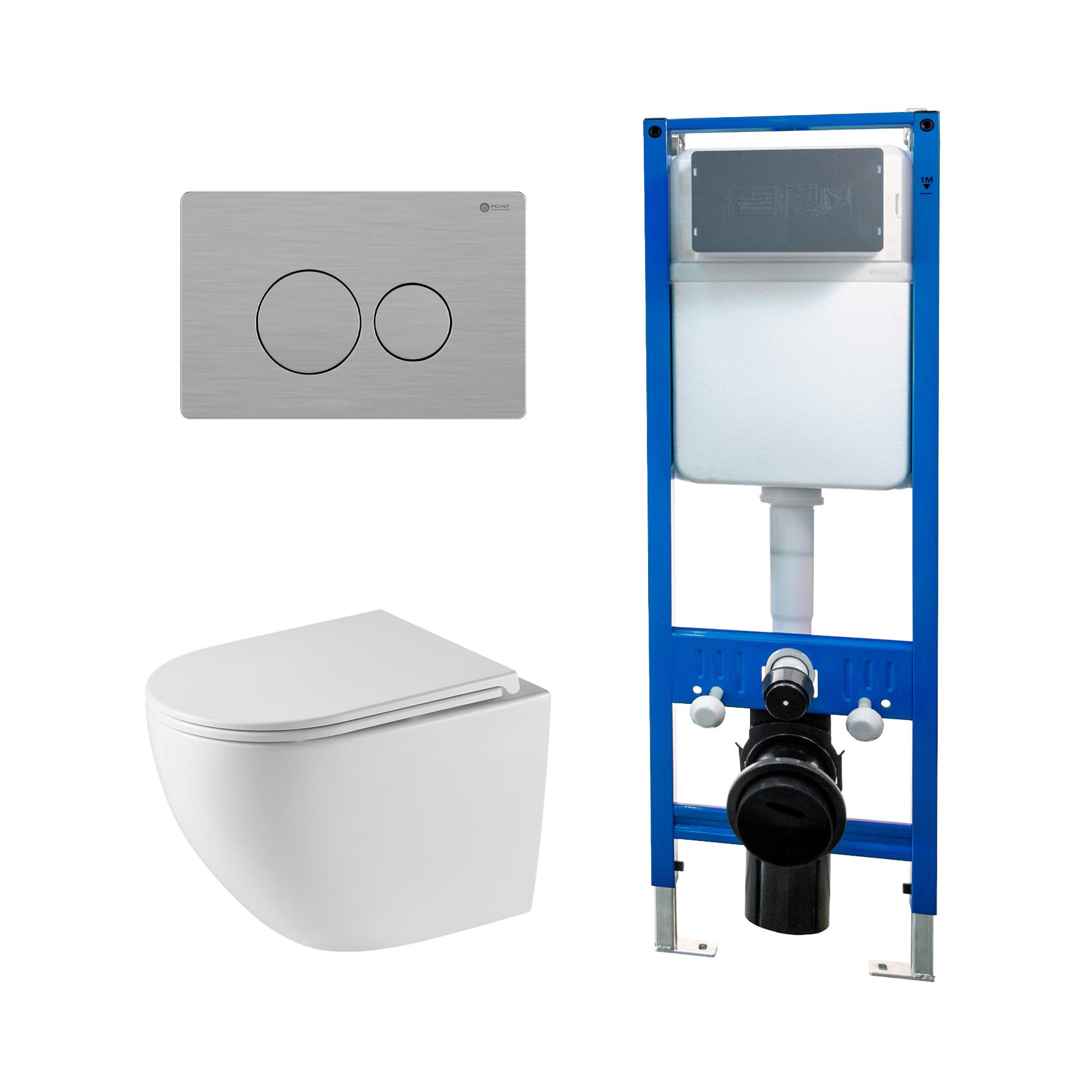 Сет: Инсталляция Point Элемент PN45124 +Клавиша Виктория нерж сталь PN44061SB +Унитаз Сатурн PN41901