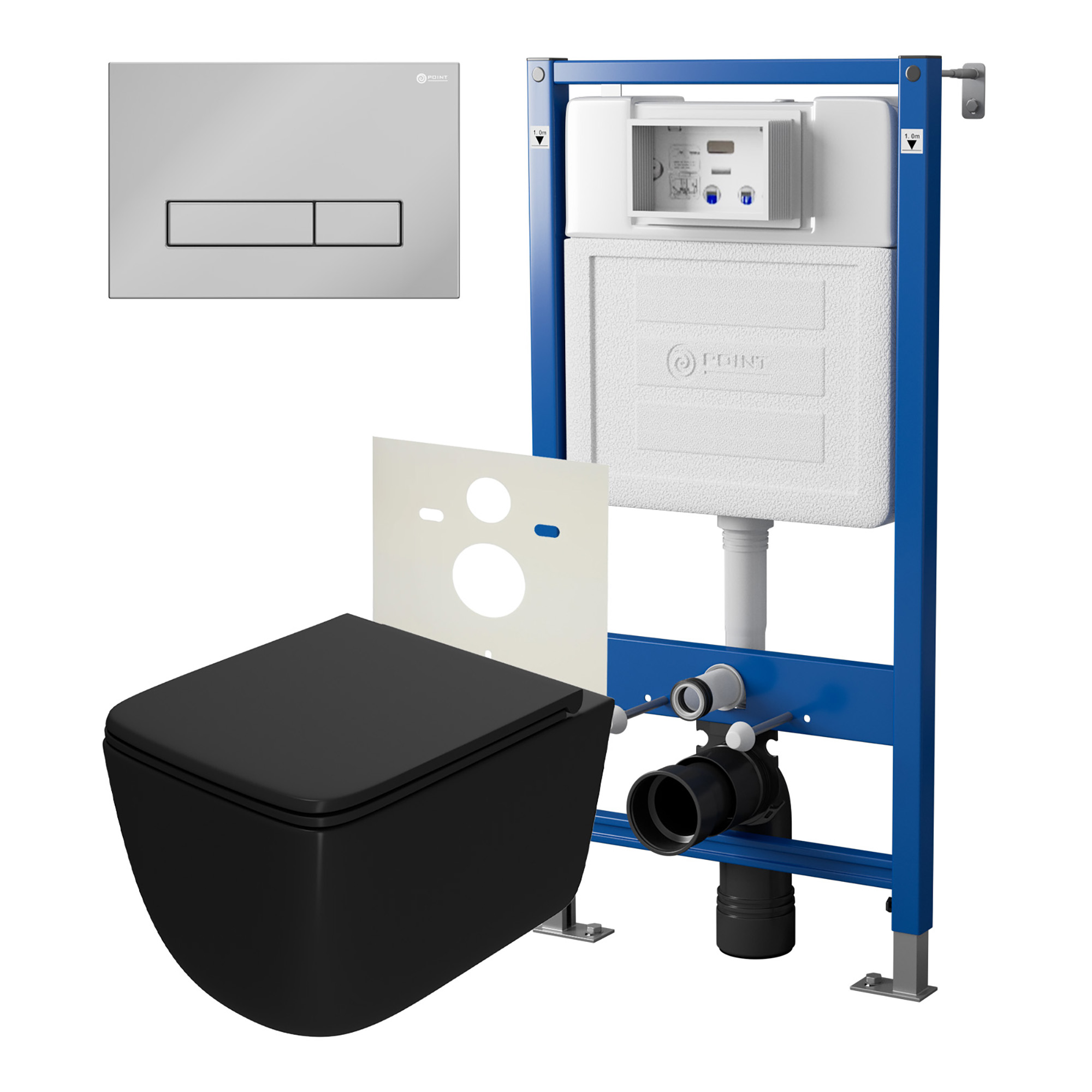 Нов.арт PN48395C (45122 вместо 45120)+ Клавиша PN44831C + Унитаз Меркурий чёрн мат. PN41831BM