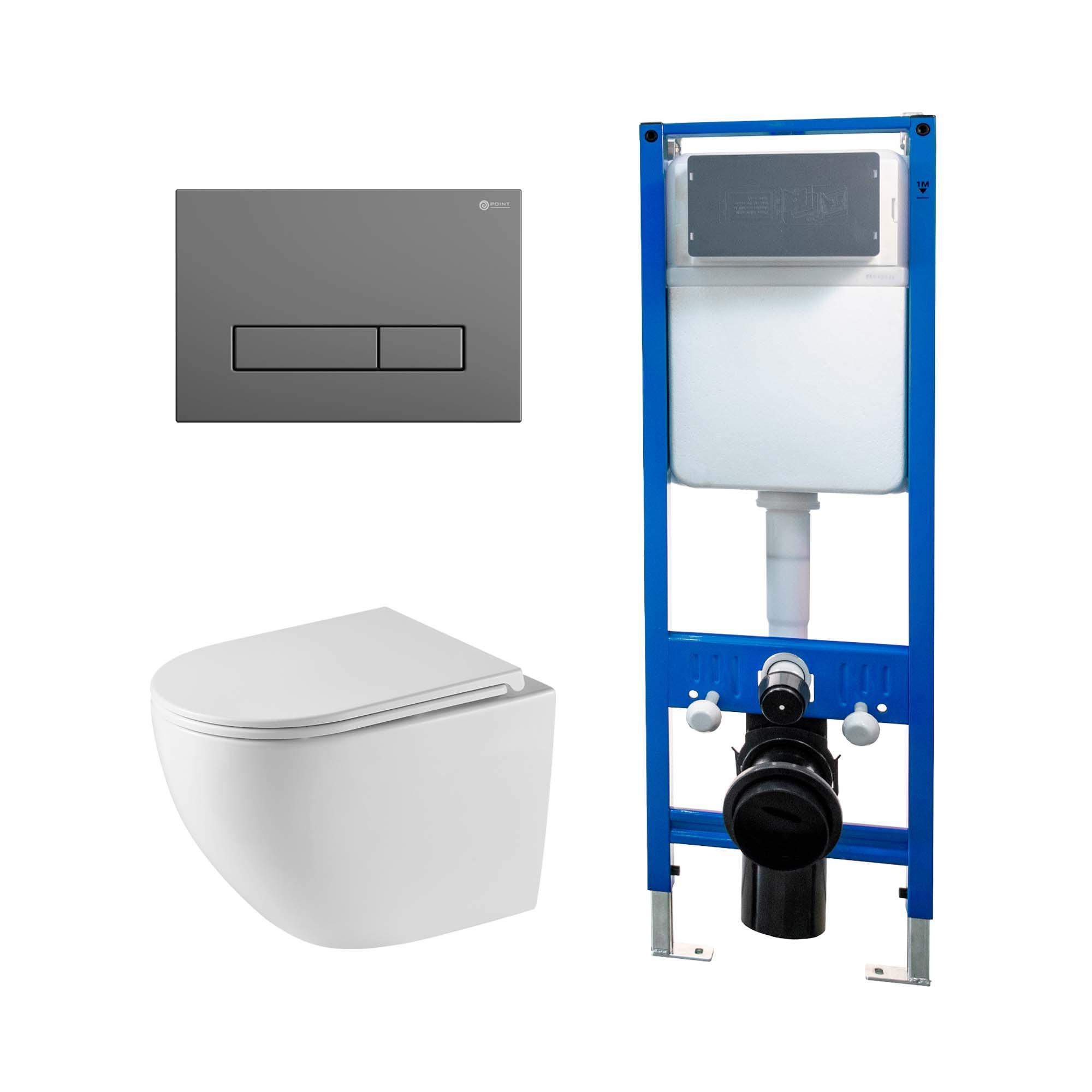 Сет: Инсталляция Point Элемент PN45124 + Клавиша Меркурий сер мат PN44831GM + Унитаз Сатурн PN41901