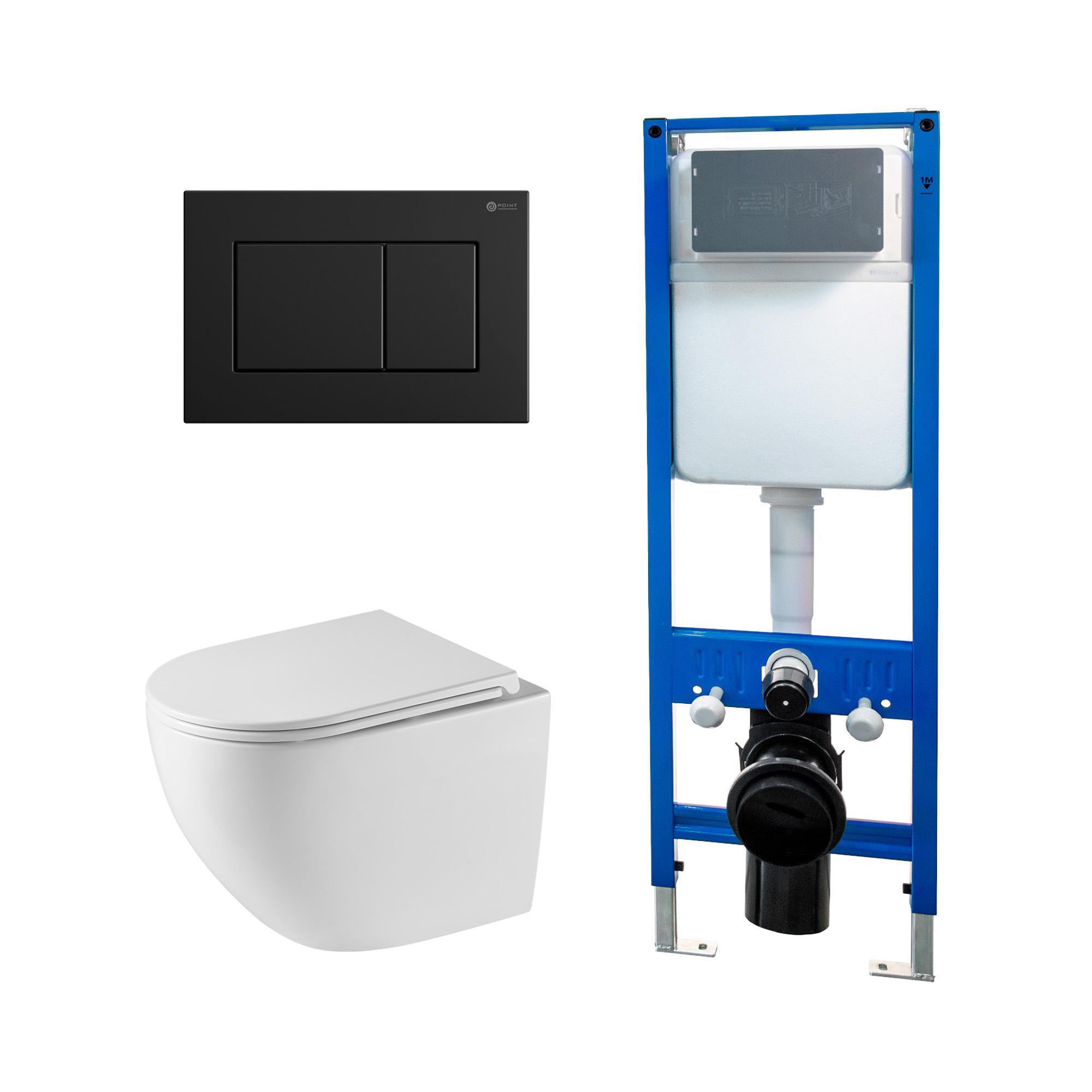Сет: Инсталляция Point Элемент PN45124 + Клавиша Ника черн мат PN44081BM + Унитаз Сатурн PN41901