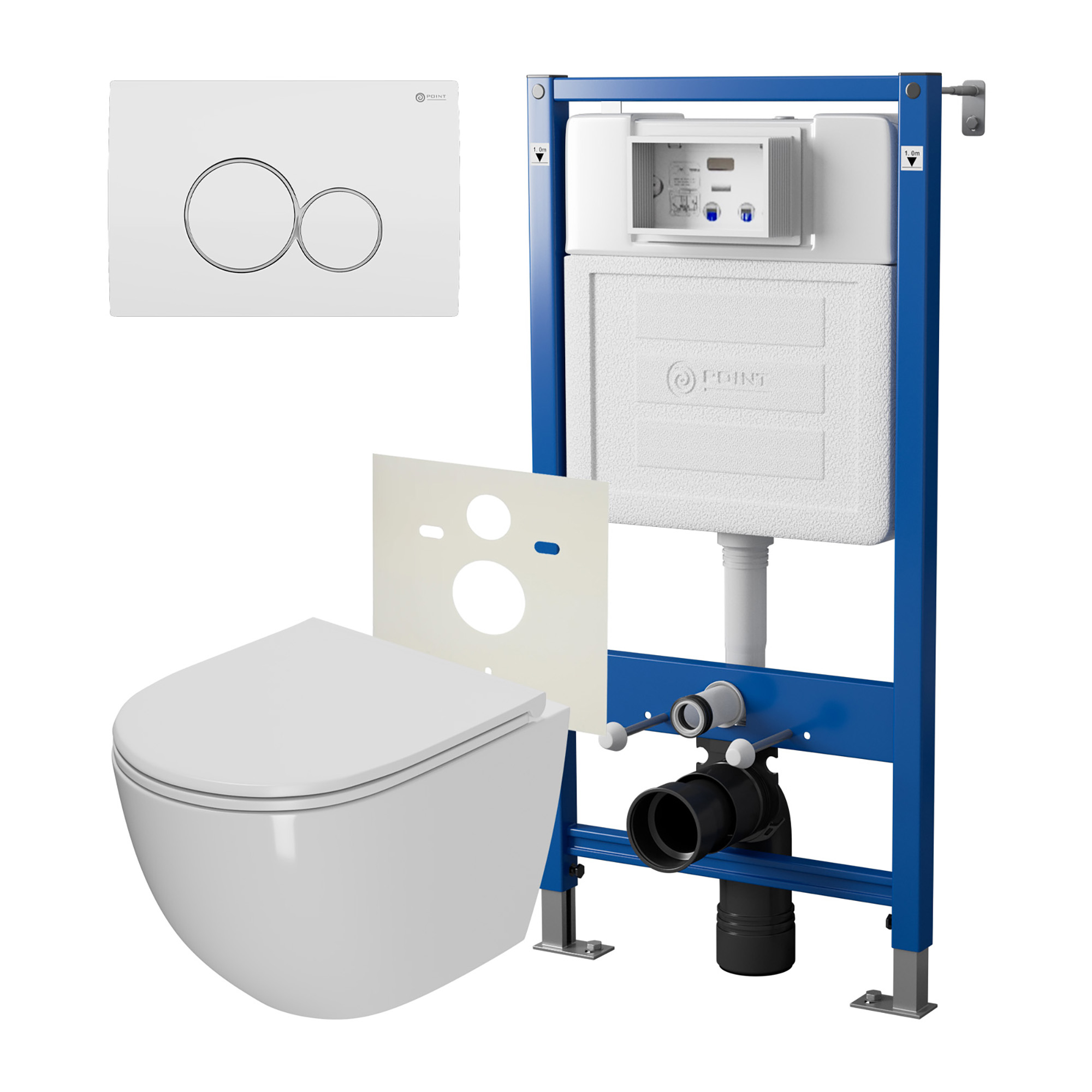 Нов.арт PN48332WC (45122 вместо 45120)+ Клавиша Виктория бел/хром, PN44061WC + Унитаз Афина PN41041