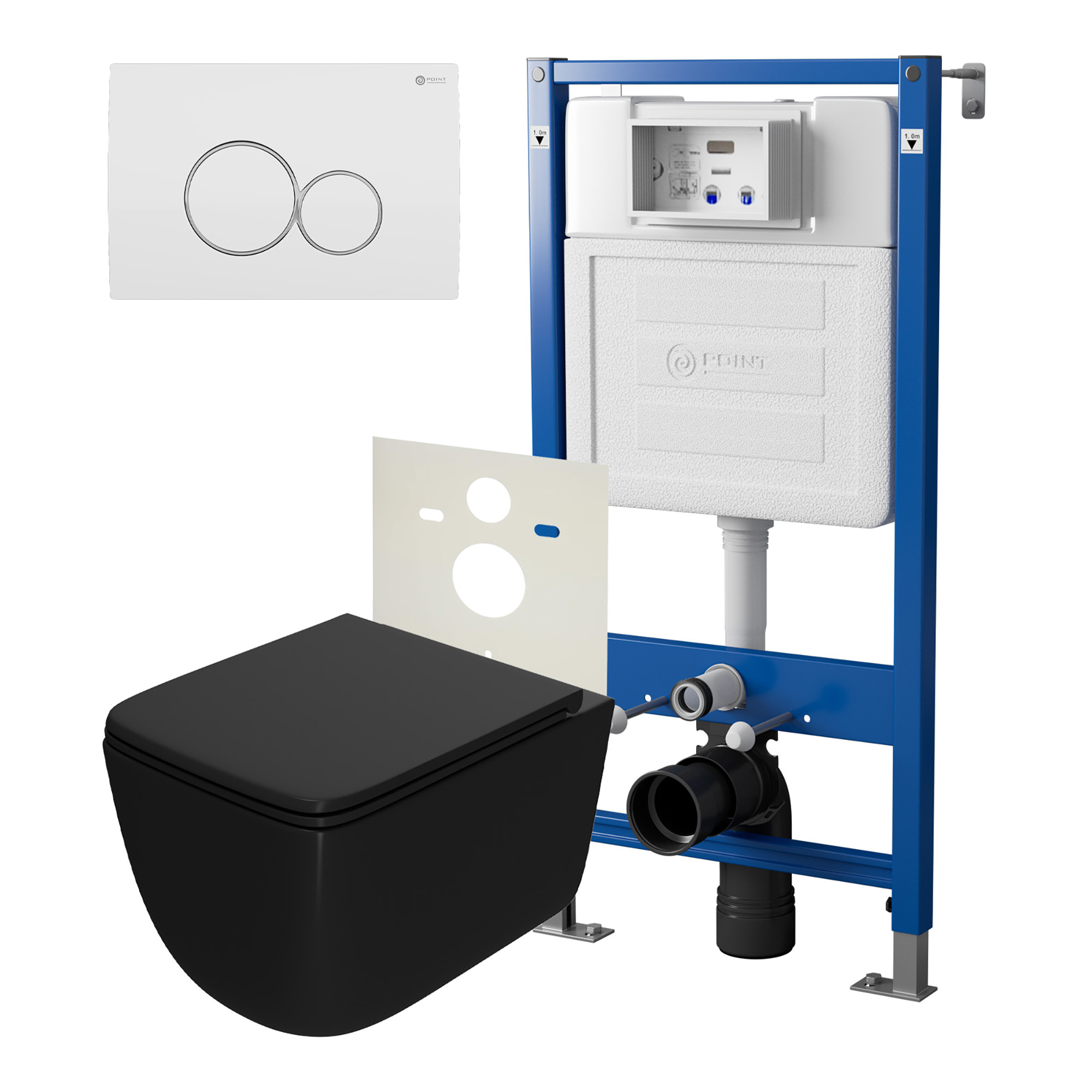 Нов.арт PN48392WC PN45120(нов.PN45122)+Клавиша бел/хромPN44061WC+Унитаз Меркурий чёрн мат. PN41831BM