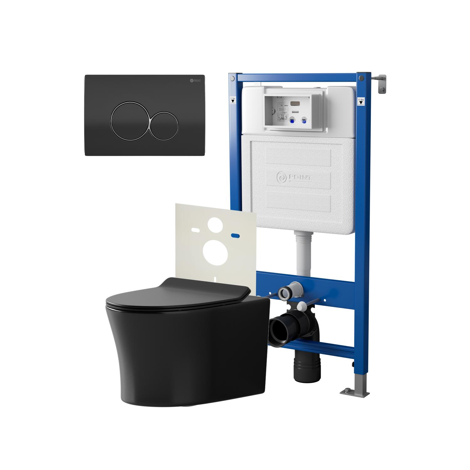 Нов.арт PN48466BC (45122 вместо 45120)+ Клавиша Виктория черн/хром PN44061BC + Унитаз Вега чёрн мат