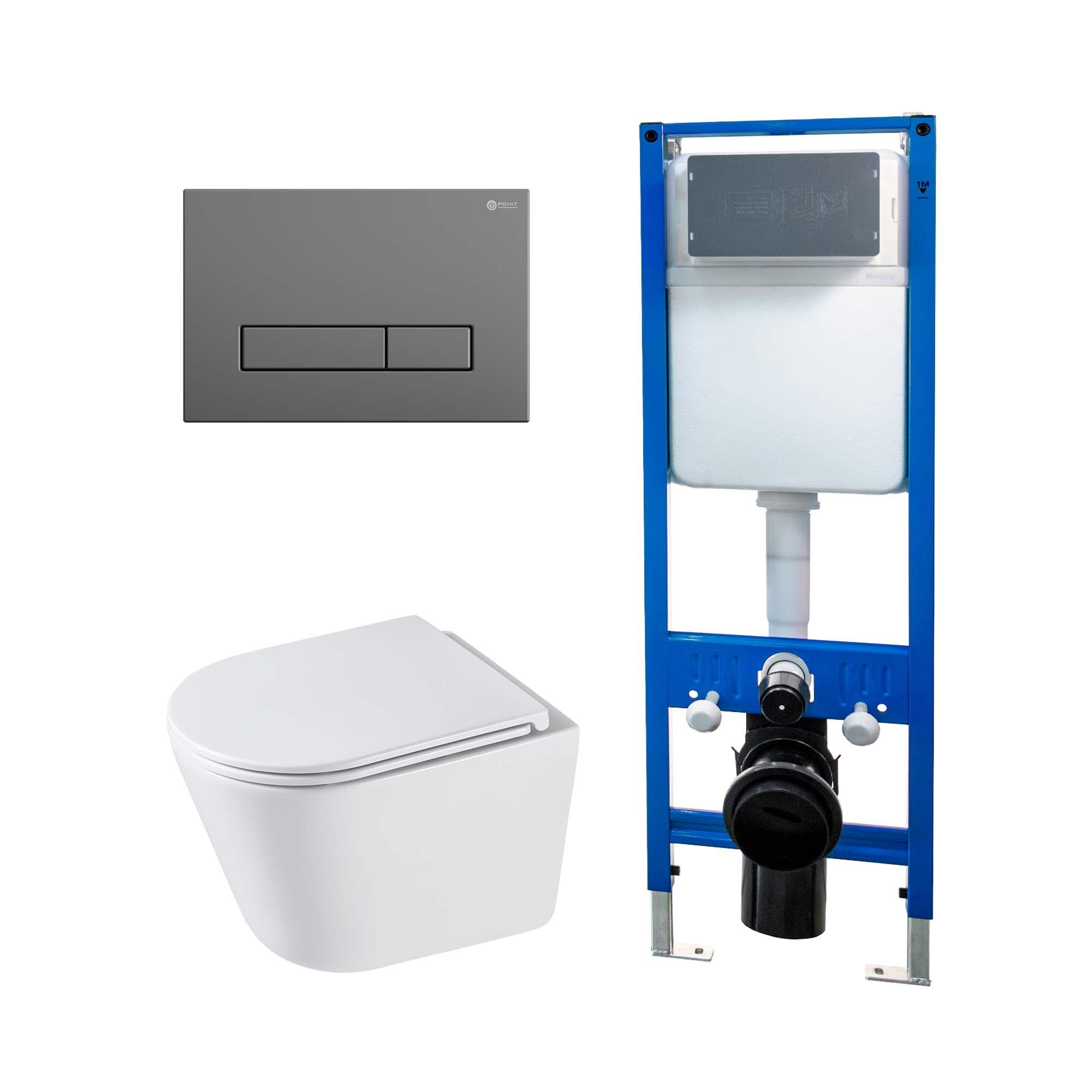 Сет: Инсталляция Point Элемент PN45124 + Клавиша Меркурий сер мат PN44831GM + Унитаз Венера PN41071