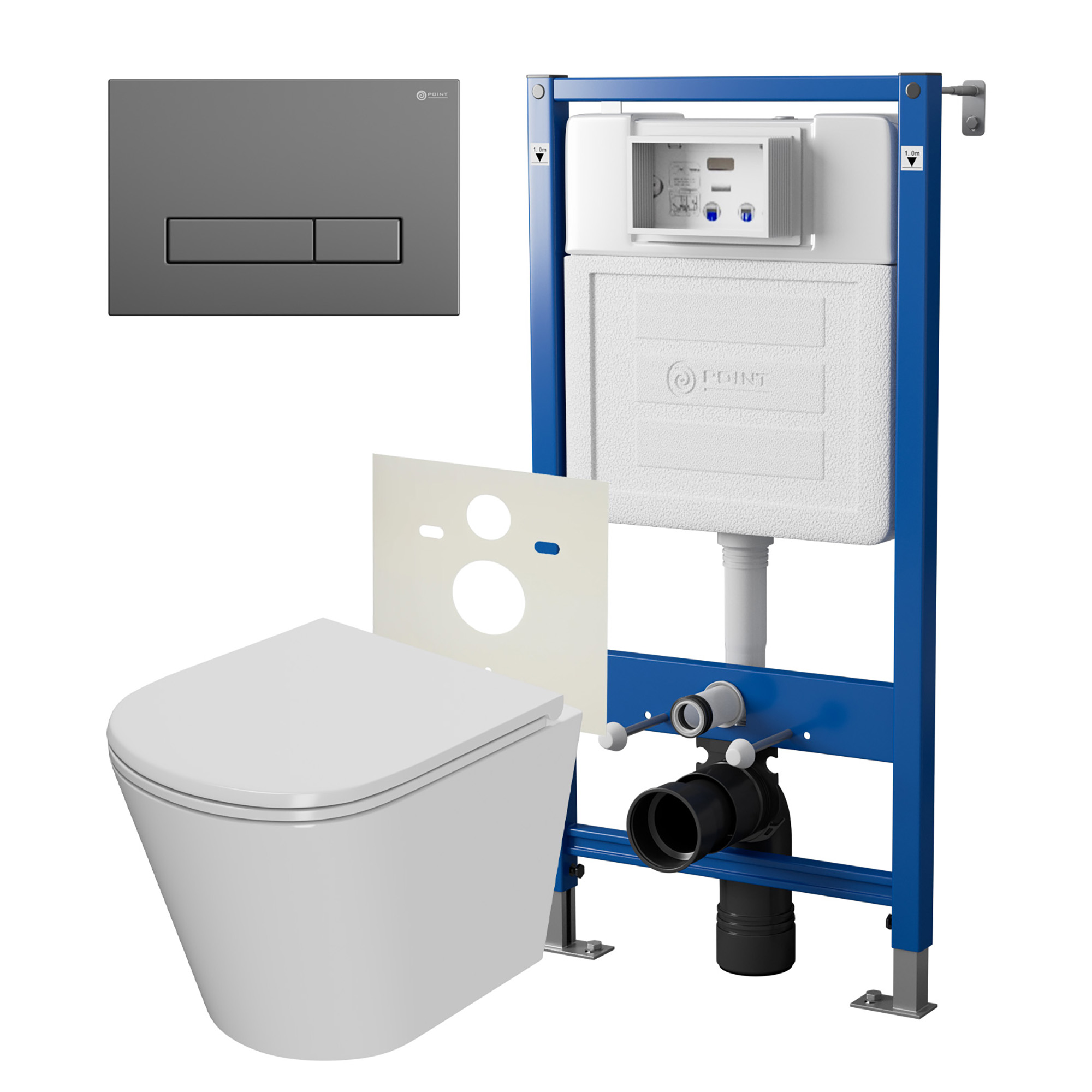 Нов.арт PN48352GM (45122 вместо 45120)+ Клавиша Меркурий графит PN44831GM + Унитаз Виктория PN41061