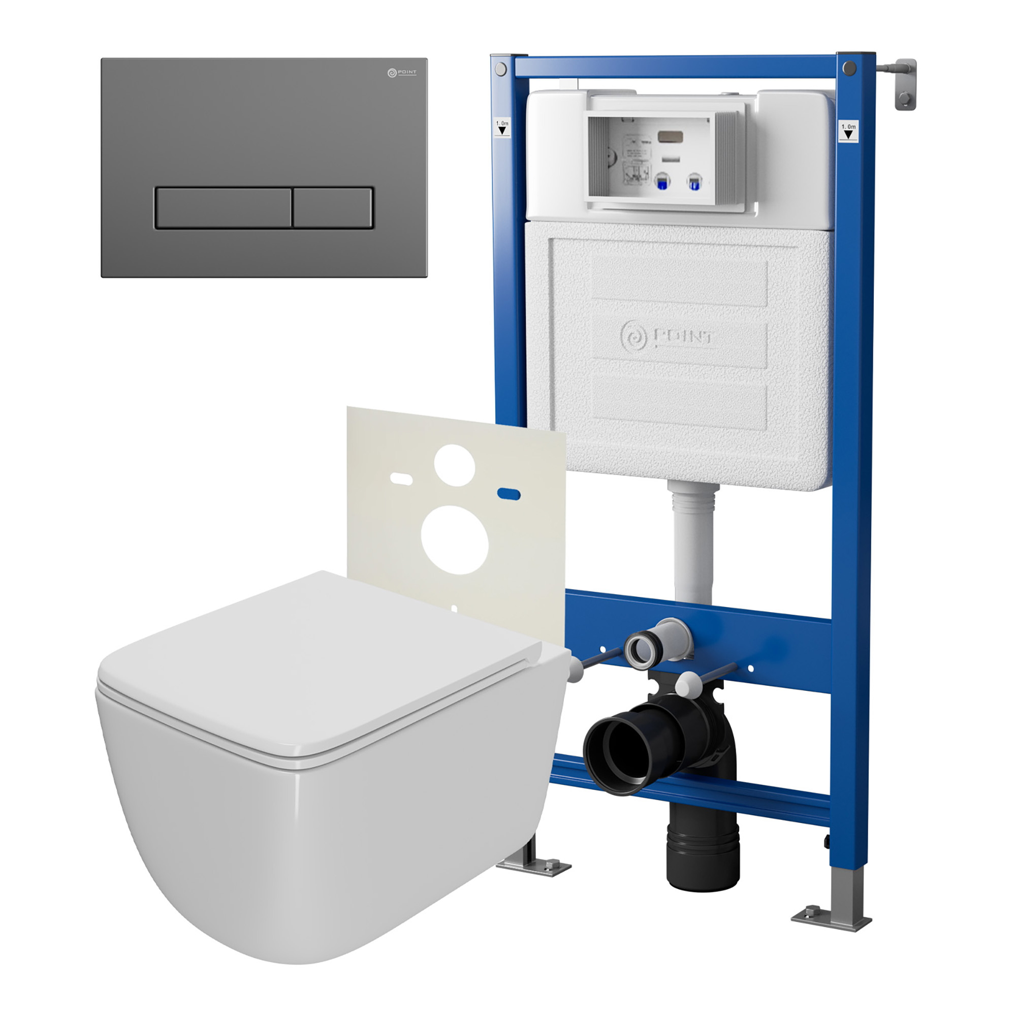 Нов.арт PN48367GM (45122 вместо 45120)+ Клавиша Меркурий графит PN44831GM + Унитаз Меркурий PN41831