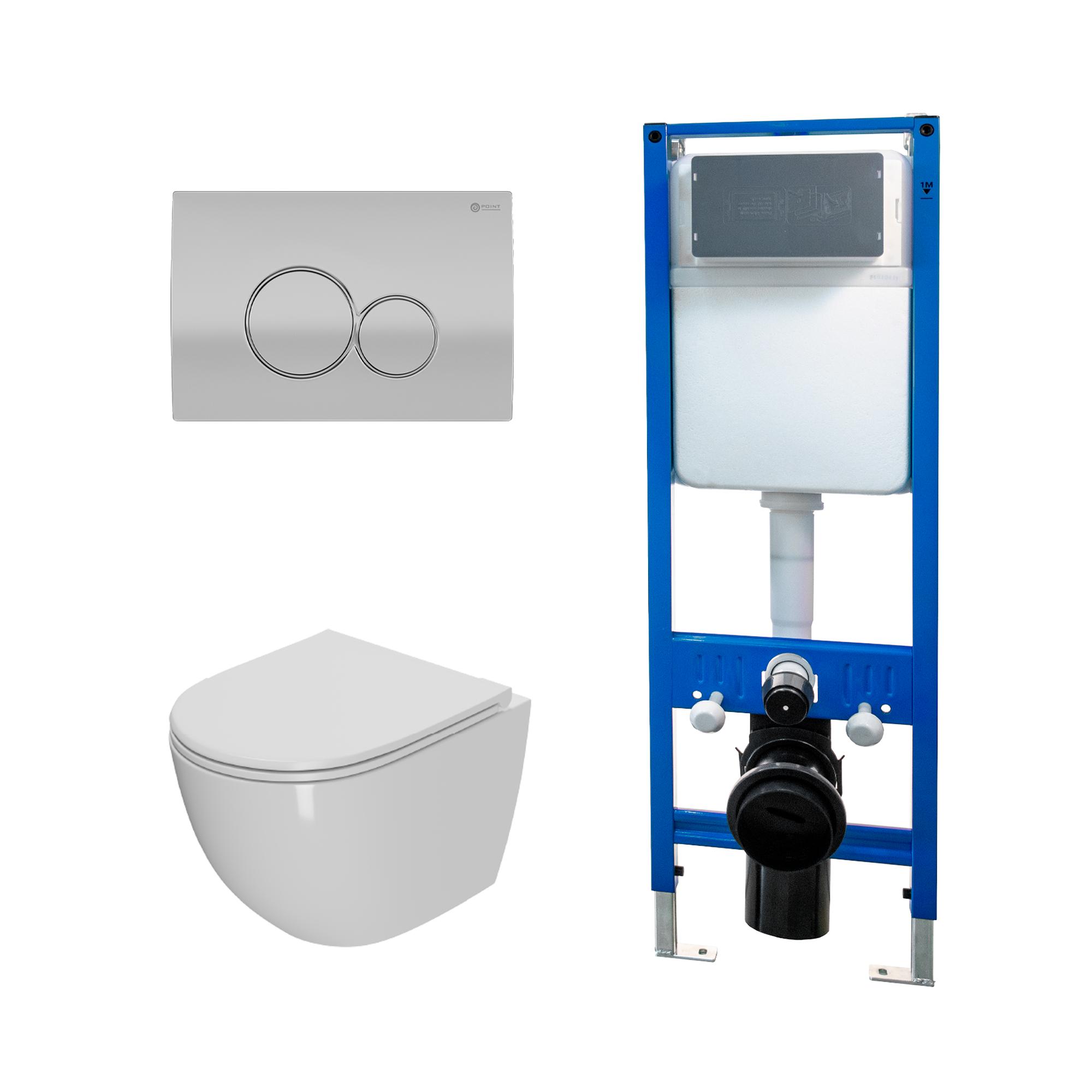 Сет: Инсталляция Point Элемент PN45124 + Клавиша Виктория мат хр/хр PN44061SC + Унитаз Афина PN41041