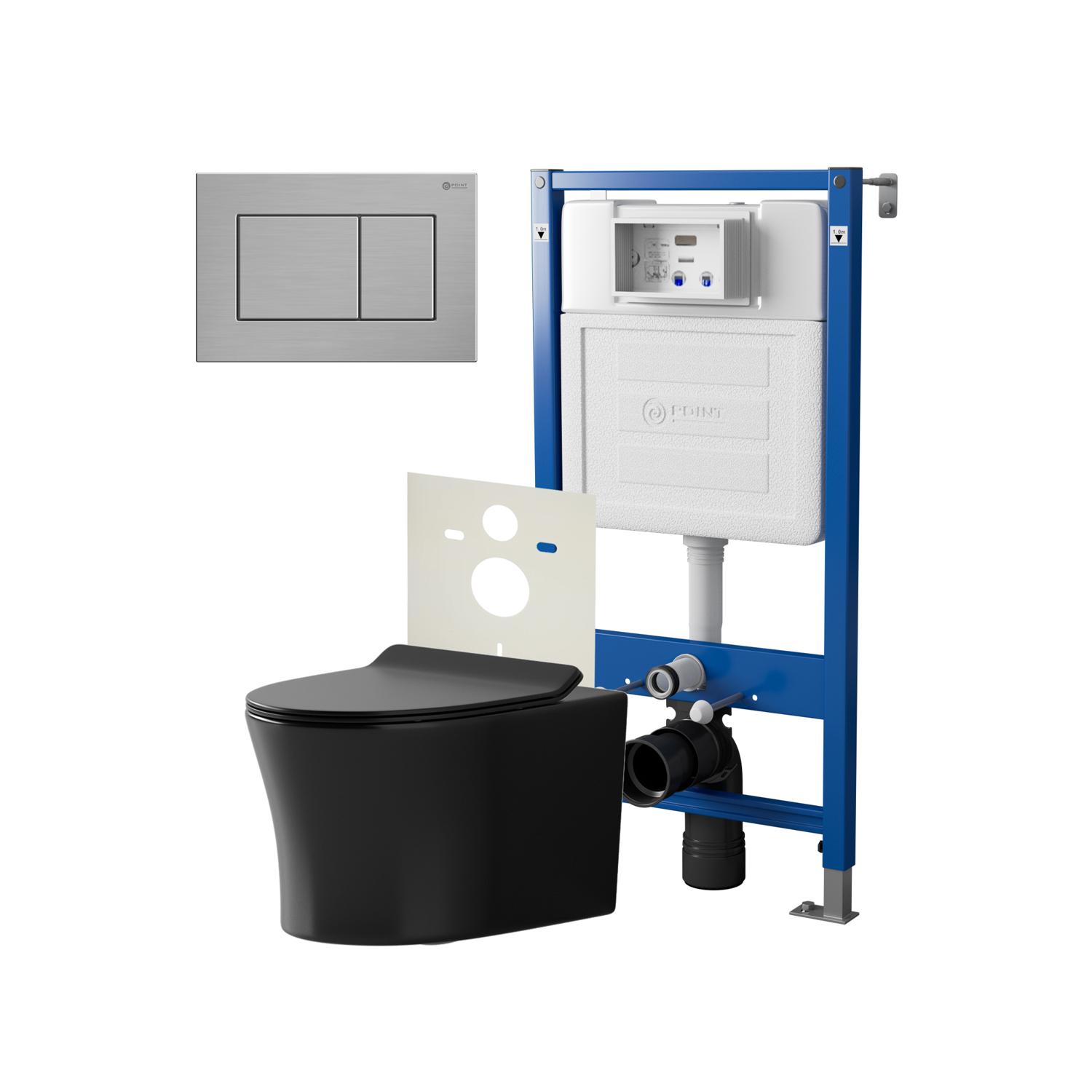 Нов.арт PN48478SB (45122 вместо 45120)+Клавиша Ника нерж сталь браш PN44081SB+Унитаз Вега чёрн мат