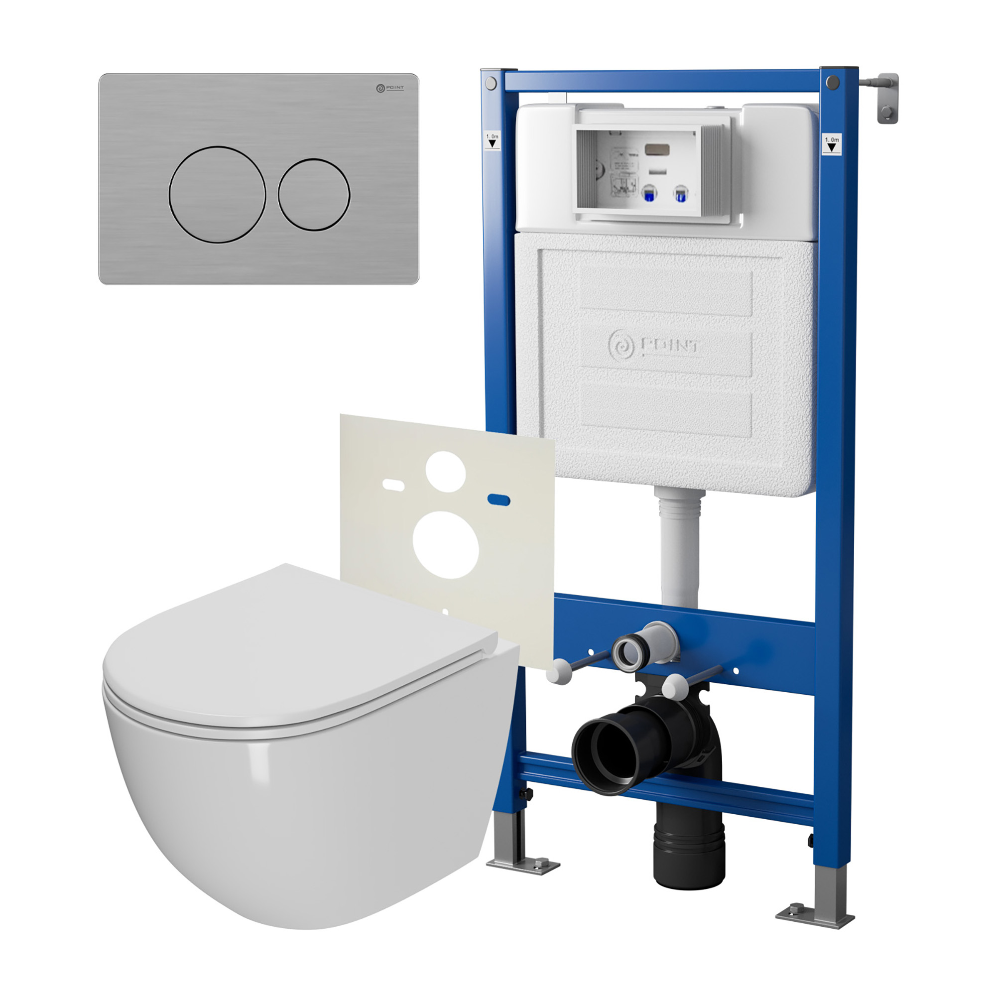 Нов.арт PN48344SB (45122 вместо 45120)+ Клавиша нерж сталь брашир PN44061SB + Унитаз Афина PN41041