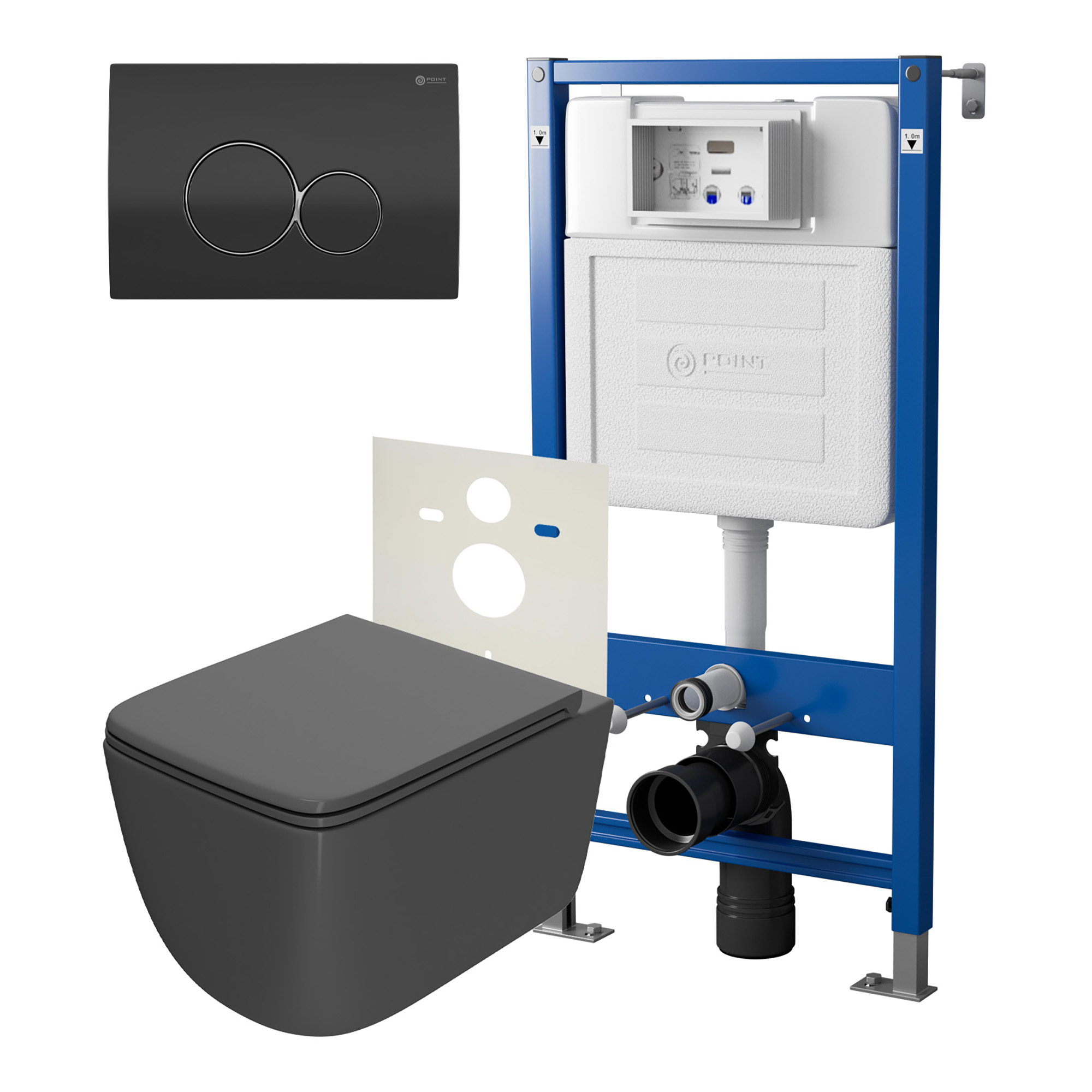 Нов.арт PN48376BC (45122 вместо 45120)+Клавиша Виктория черн/хром PN44061BC +Унитаз Меркурий графит