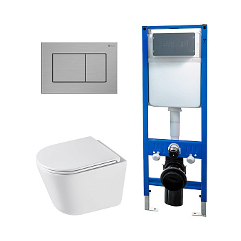 Сет: Инсталляция Point Элемент PN45124 + Клавиша Ника, нерж сталь PN44081SB + Унитаз Венера PN41071