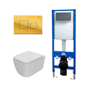Сет: Инсталляция Point Элемент PN45124 + Клавиша Афина, золото, PN44041G + Унитаз Меркурий PN41831
