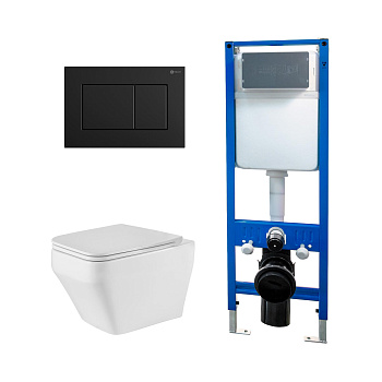 Сет: Инсталляция Point Элемент PN45124 + Клавиша Ника черн мат PN44081BM + Унитаз Аврора PN41101