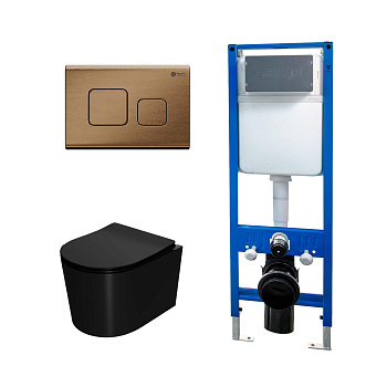 Сет: Инсталляция Point Элемент PN45124 + Клавиша Афина бронза браш PN44041BB +Унитаз Веста PN41701BM