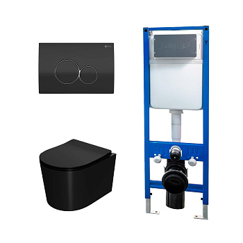 Сет: Инсталляция Point Элемент PN45124 + Клавиша Виктория черн/хр PN44061BC + Унитаз Веста PN41701BM