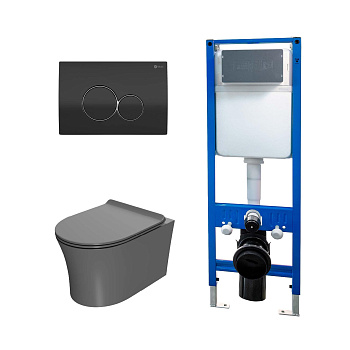 Сет: Инсталляция Point Элемент PN45124 + Клавиша Виктория черн/хр PN44061BC + Унитаз Вега PN41711GM