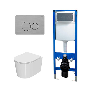 Сет: Инсталляция Point Элемент PN45124 + Клавиша Виктория нерж сталь PN44061SB +Унитаз Веста PN41701