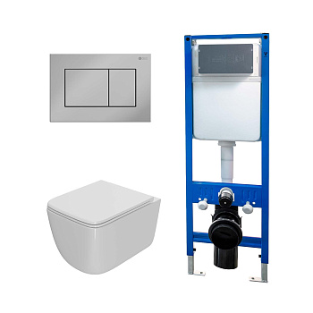 Сет: Инсталляция Point Элемент PN45124 + Клавиша Ника, хром, PN44081C + Унитаз Меркурий PN41831