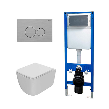 Сет: Инсталляция Point Элемент PN45124+Клавиша Виктория нерж сталь PN44061SB+Унитаз Меркурий PN41831