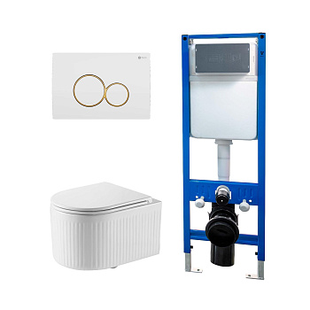 Сет: Инсталляция Point Элемент PN45124 + Клавиша Виктория бел/зол PN44061WG + Унитаз Деметра PN41121