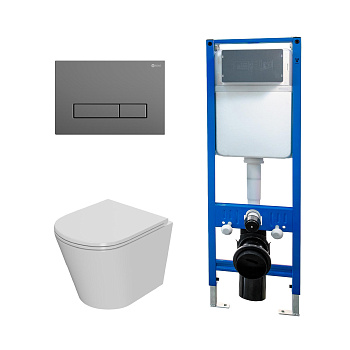 Сет: Инсталляция Point Элемент PN45124 + Клавиша Меркурий сер мат PN44831GM +Унитаз Виктория PN41061