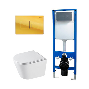 Сет: Инсталляция Point Элемент PN45124 + Клавиша Афина, золото, PN44041G + Унитаз Венера PN41071