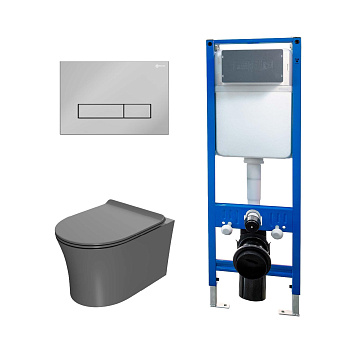 Сет: Инсталляция Point Элемент PN45124 + Клавиша Меркурий, хром, PN44831C + Унитаз Вега PN41711GM