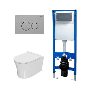 Сет: Инсталляция Point Элемент PN45124 + Клавиша Виктория нерж сталь PN44061SB + Унитаз Вега PN41711