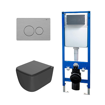 Сет: Инсталляция Point Элемент PN45124+Клавиша Виктория нерж стальPN44061SB+Унитаз МеркурийPN41831GM
