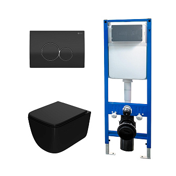 Сет: Инсталляция Point Элемент PN45124 +Клавиша Виктория черн/хрPN44061BC +Унитаз Меркурий PN41831BM