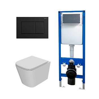 Сет: Инсталляция Point Элемент PN45124 + Клавиша Ника черный матовый PN44081BM + Унитаз Ника PN41081