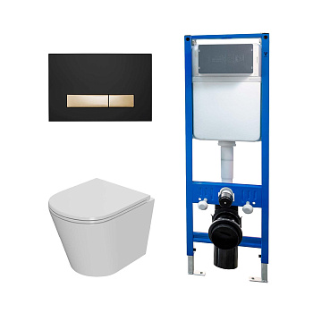 Сет: Инсталляция Point Элемент PN45124 + Клавиша Меркурий PN44831BG чер/зол +Унитаз Виктория PN41061