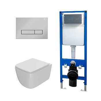 Сет: Инсталляция Point Элемент PN45124 + Клавиша Меркурий, хром, PN44831C + Унитаз Меркурий PN41831