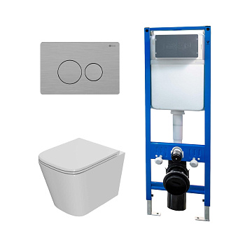Сет: Инсталляция Point Элемент PN45124 + Клавиша Виктория нерж сталь PN44061SB + Унитаз Ника PN41081