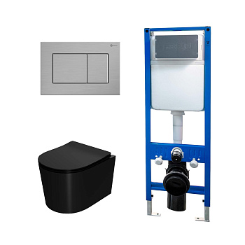 Сет: Инсталляция Point Элемент PN45124 + Клавиша Ника, нерж сталь PN44081SB + Унитаз Веста PN41701BM