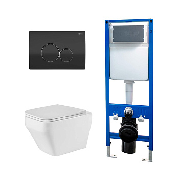 Сет: Инсталляция Point Элемент PN45124 + Клавиша Виктория черн/хр PN44061BC + Унитаз Аврора PN41101