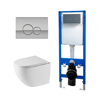 Сет: Инсталляция Point Элемент PN45124 + Клавиша Виктория, хром, PN44061C + Унитаз Сатурн PN41901