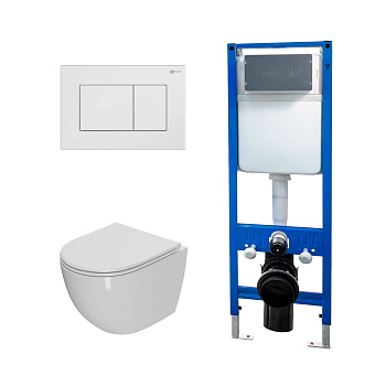 Сет: Инсталляция Point Элемент PN45124 + Клавиша Ника, белый, PN44081W + Унитаз Афина PN41041