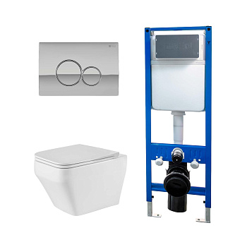 Сет: Инсталляция Point Элемент PN45124 + Клавиша Виктория, хром, PN44061C + Унитаз Аврора PN41101