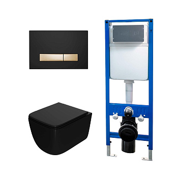 Сет: Инсталляция Point Элемент PN45124+Клавиша Меркурий PN44831BG черн/зол+Унитаз Меркурий PN41831BM