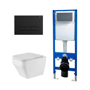 Сет: Инсталляция Point Элемент PN45124 + Клавиша Меркурий черн мат PN44831BM + Унитаз Аврора PN41101