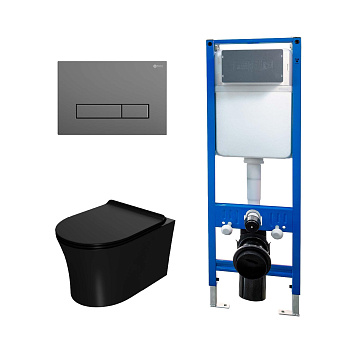 Сет: Инсталляция Point Элемент PN45124 + Клавиша Меркурий сер мат PN44831GM + Унитаз Вега PN41711BM